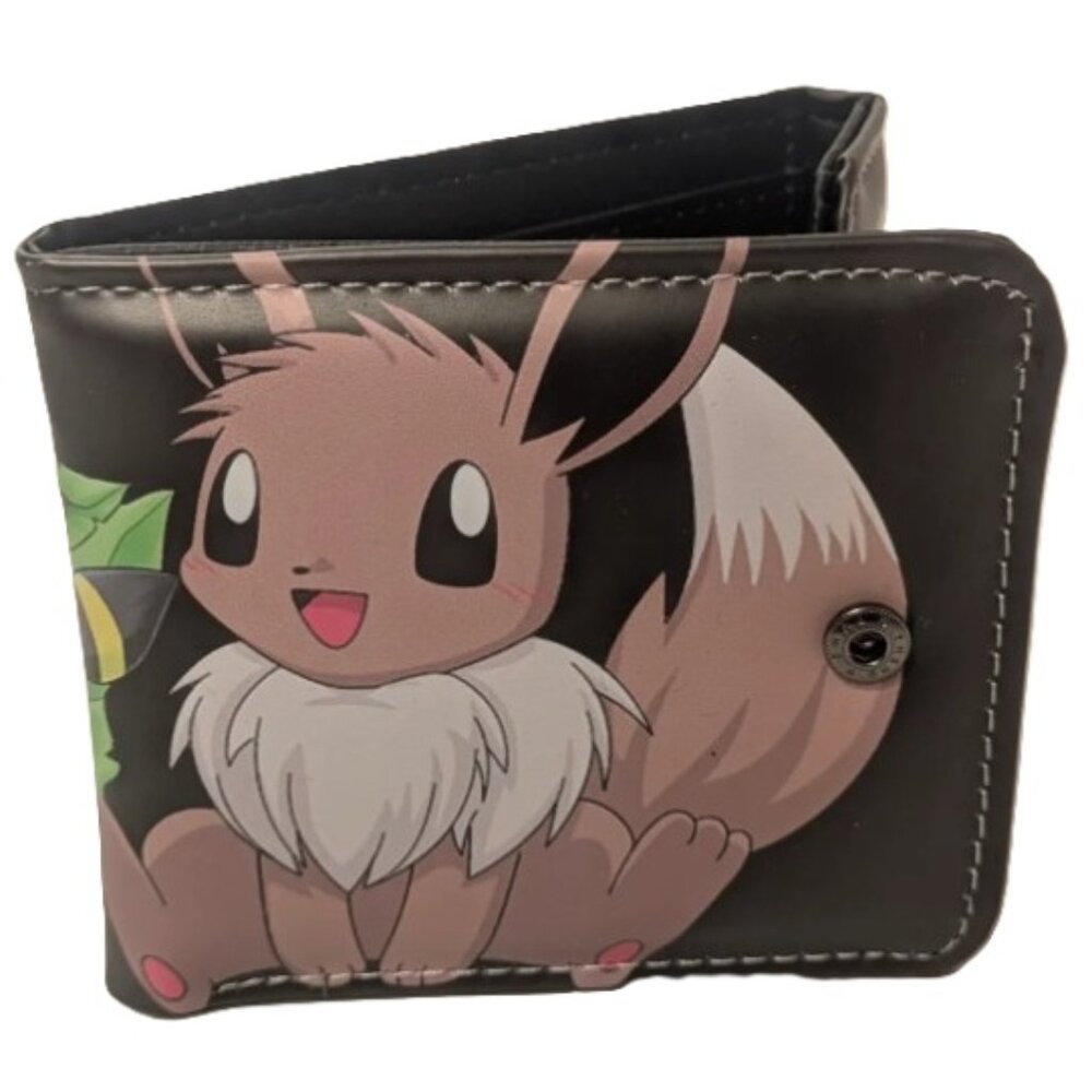 Eevee Pokémon Tri-Fold Wallet Black PV Leather Card Holder